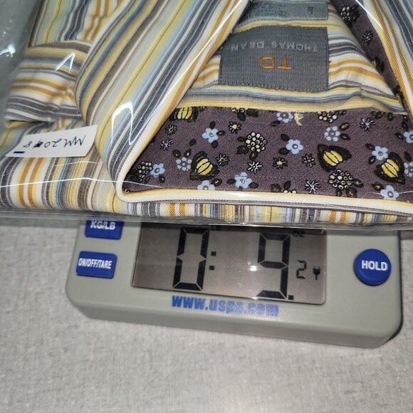 Thomas Dean Shirt Mens L Stripe Flip Cuff Long Sleeve Dress Office Business - Picture 12 of 12